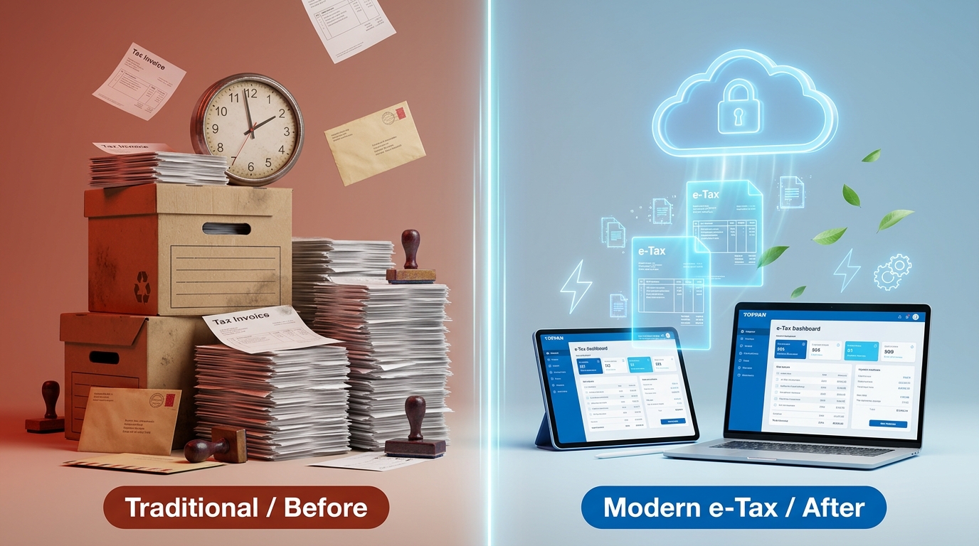 Traditional Paper vs Toppan Edge e-Tax Comparison